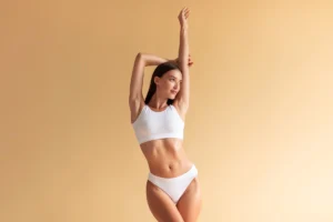 Woman with smooth skin after full-body laser hair removal in New York